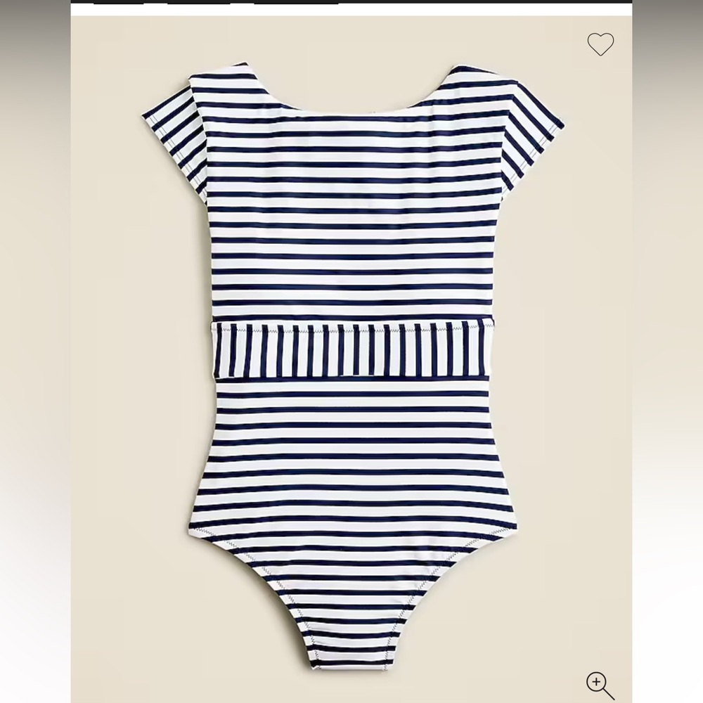 J Crew Cap sleeve one piece swimsuit in classic stripe in white navy Size 20 New